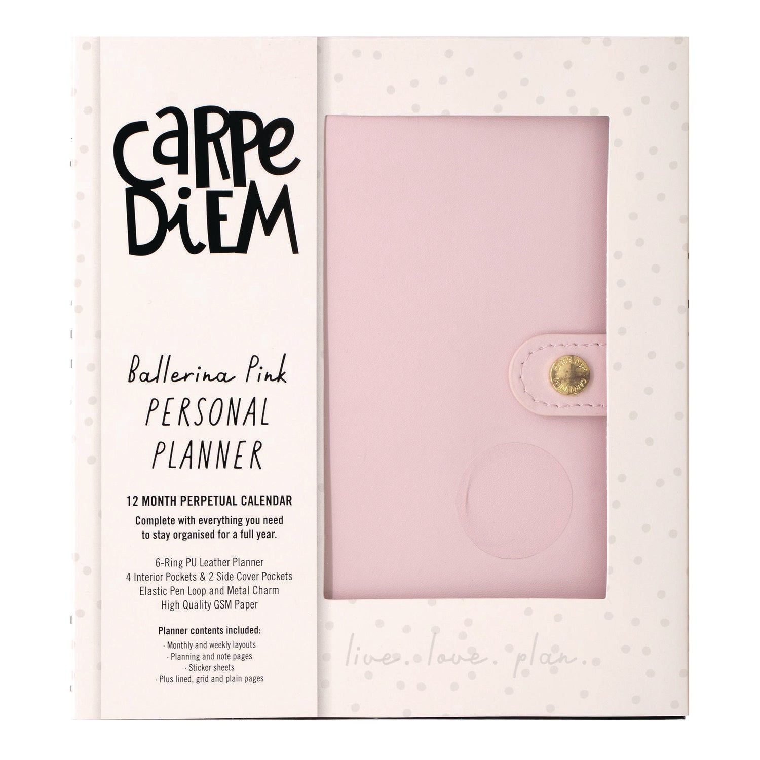 PUKKA PAD Personal Planner, 7.48 x 6.42, Pink Cover, 12-Month, Undated (9153CD)