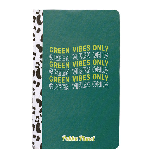 PUKKA PAD Soft Cover Eco Notebook, 1-Subject, Medium/College Rule, Green/Black/White Cover, (96) 8.3 x 5.8 Sheets (9704SPP)