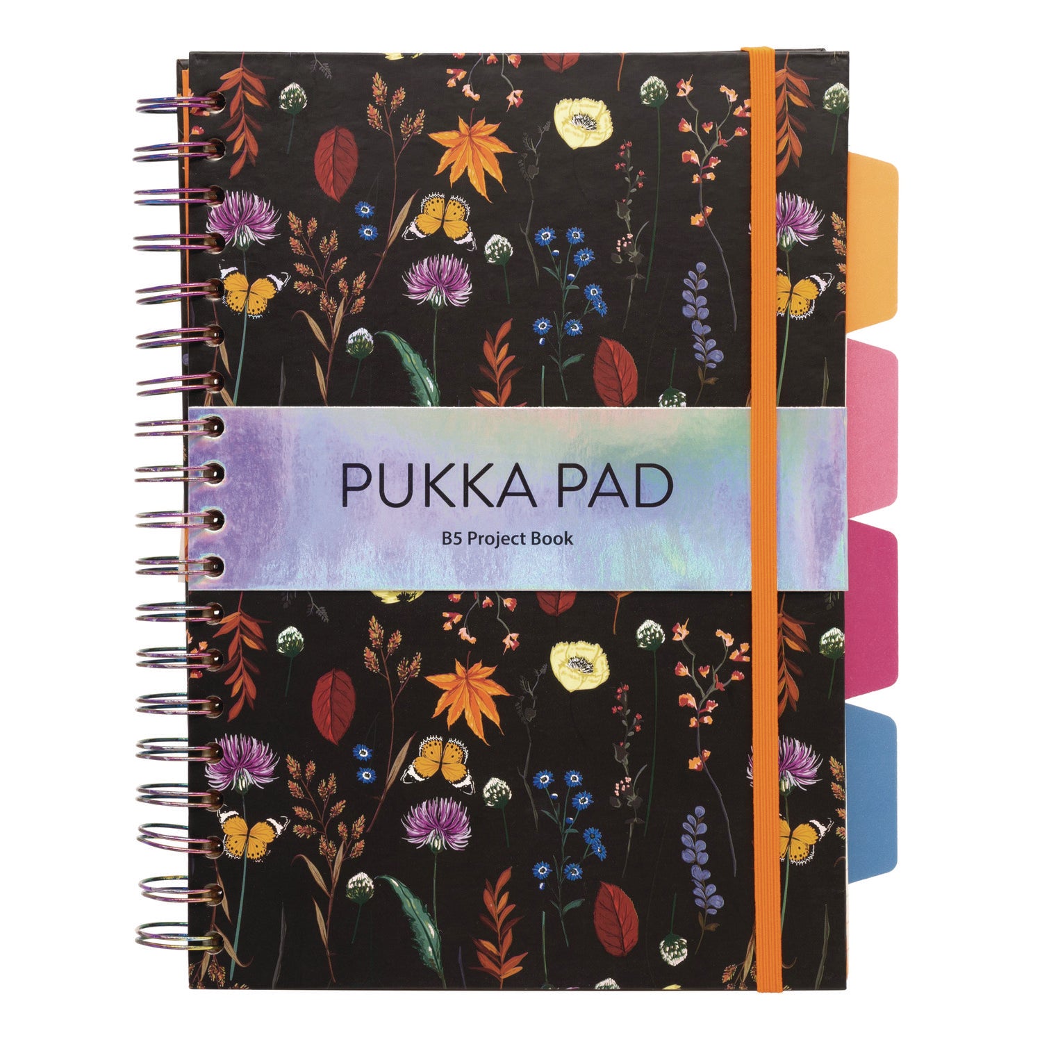 PUKKA PAD B5 Size Project Book, 4-Subject, Medium/College Rule, Assorted Blum Floral Covers, (100) 9.8 x 6.9 Sheets, 3/Pack (9494BLMASST)