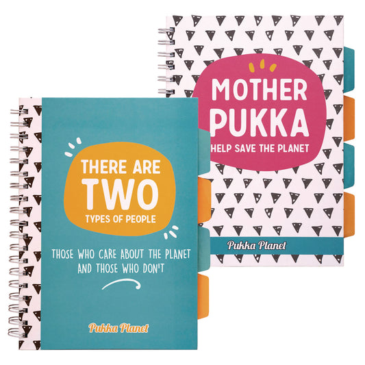 PUKKA PAD B5 Size Eco Project Book, 4-Subject, Medium/College Rule, Assorted Multicolor Covers, (100) 9.8 x 6.9 Sheets, 2/Pack (9702SPP)