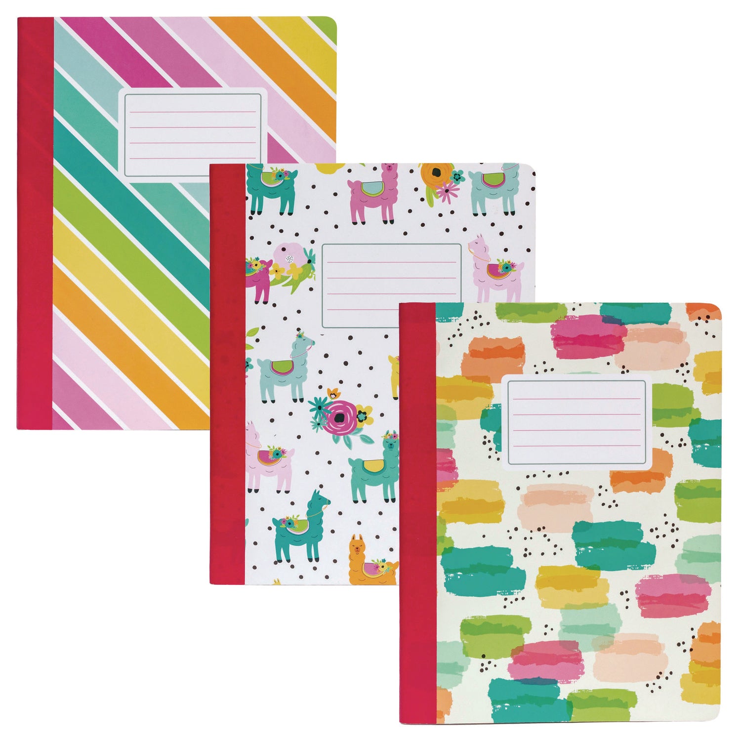 PUKKA PAD Composition Book, Medium/College Rule, Assorted Covers Colors, (70) 9.75 x 7.5 Sheets, 3/Pack (9095CD)