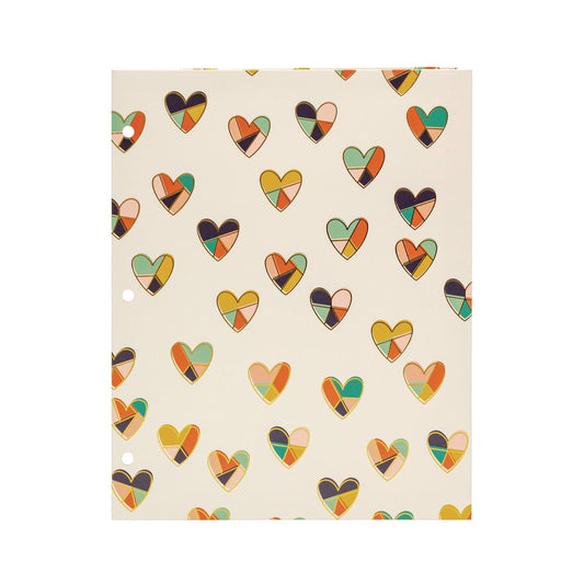 PUKKA PAD Two-Pocket Portfolio Folder, 1" Capacity, 9.6 x 11.9, Floral/Geometric/Hearts, 6/Pack (9098CD)