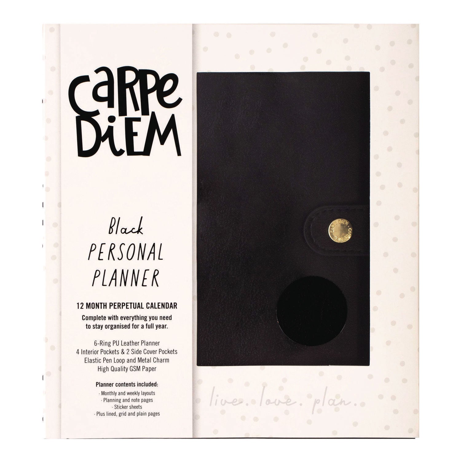 PUKKA PAD Personal Planner, 7.48 x 6.42, Black Cover, 12-Month, Undated (9110CD)