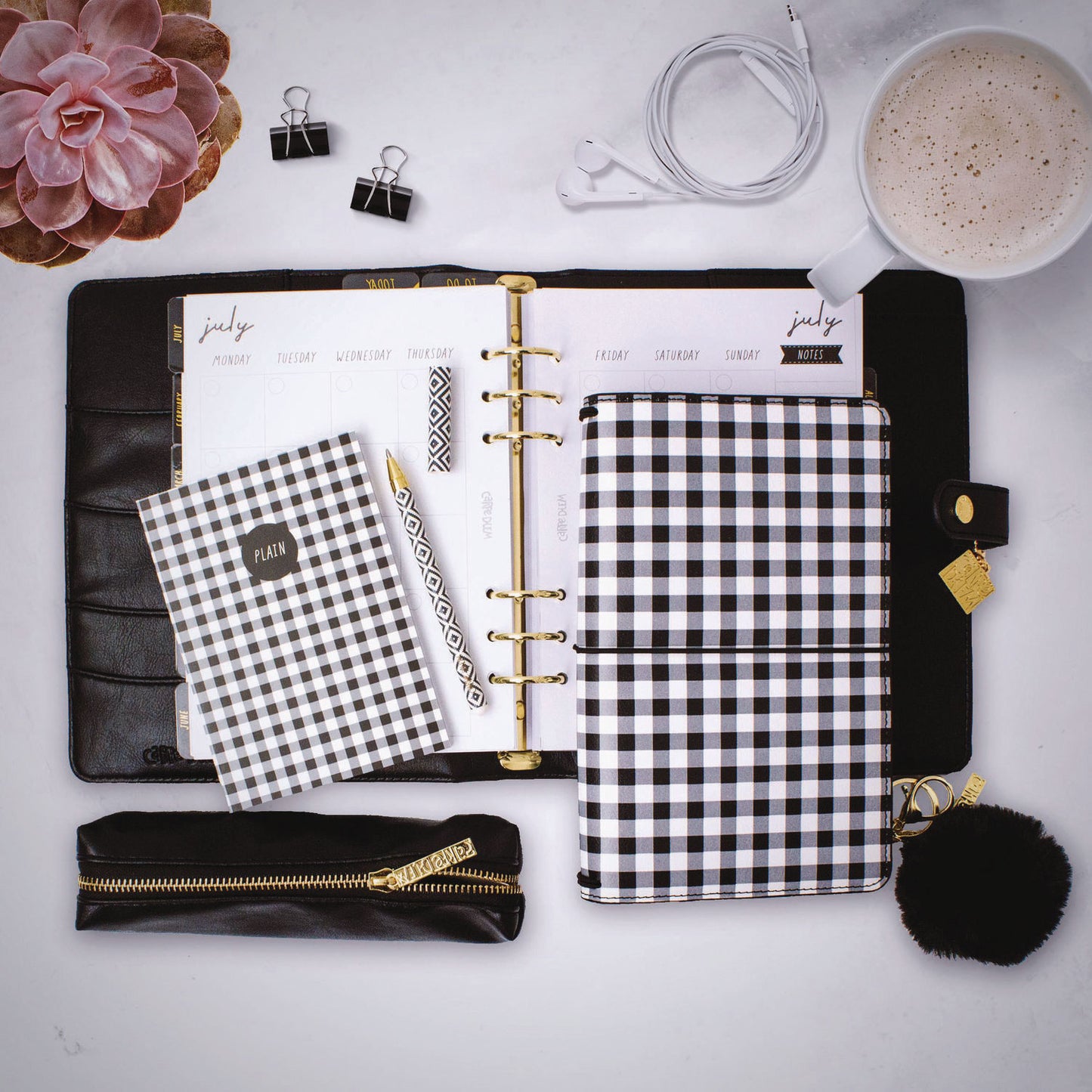 PUKKA PAD Pencil Case, 7.9" x 2" x 2", Black (9113CD)