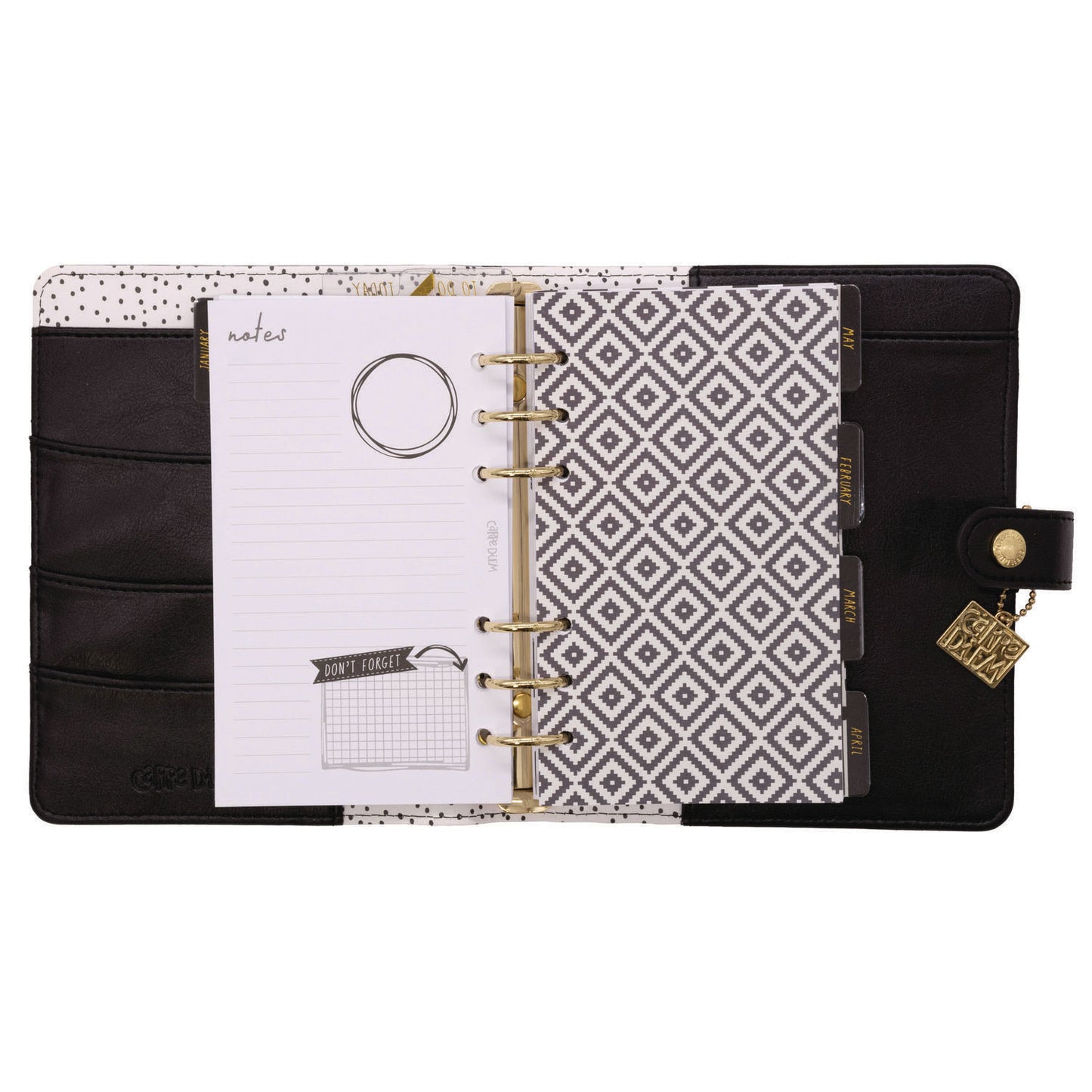 PUKKA PAD Personal Planner, Chequered, 7.48 x 6.42, Black/White Cover, 12-Month, Undated (9183CD)