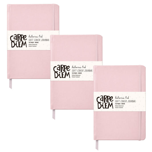 PUKKA PAD Soft Cover Journal, Medium/College Rule, Pink Cover, (96) 8.3 x 5.2 Sheets, 3/Pack (9370CD)