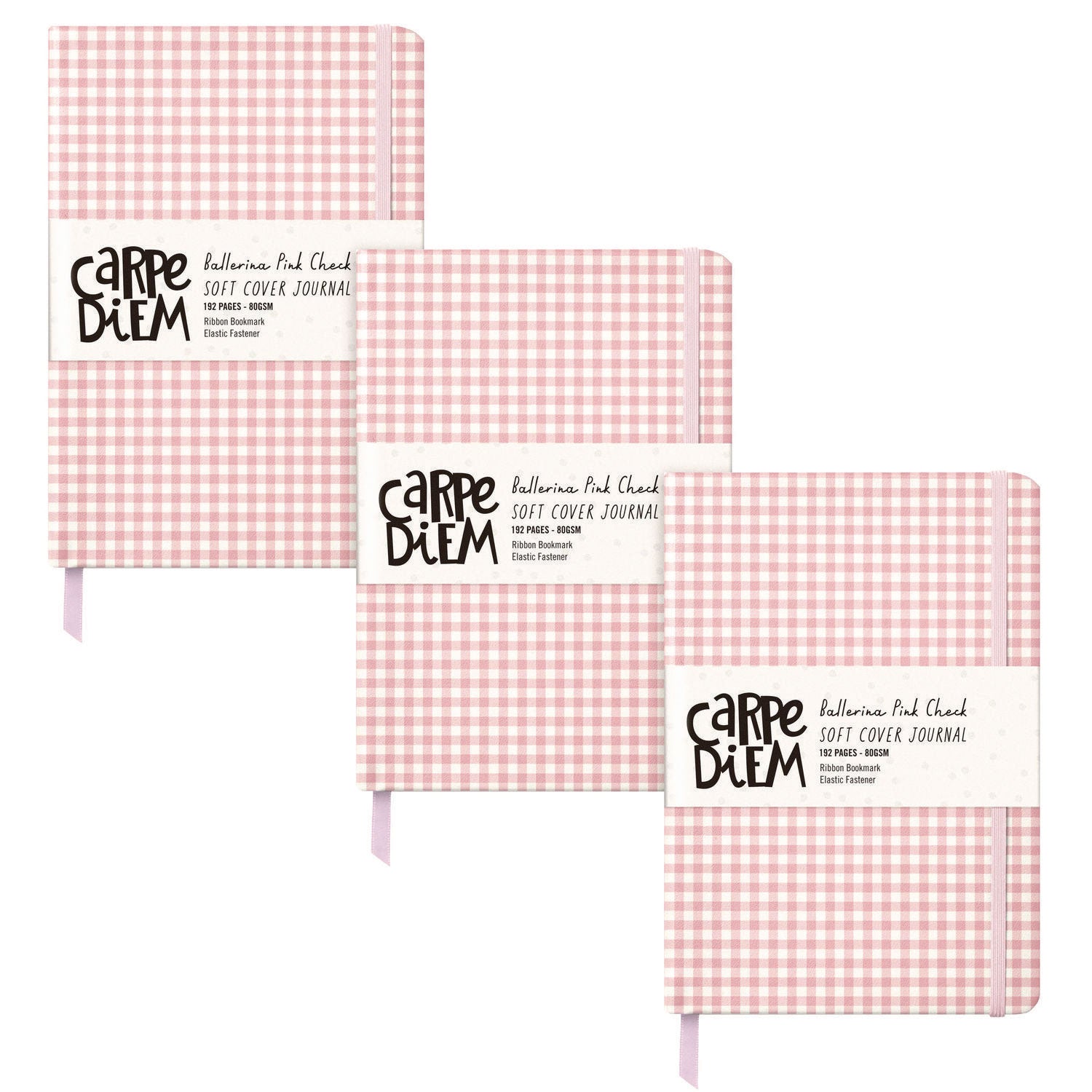 PUKKA PAD Soft Cover Journal, Medium/College Rule, Pink/White Check Cover, (96) 8.3 x 5.2 Sheets, 3/Pack (9371CD)