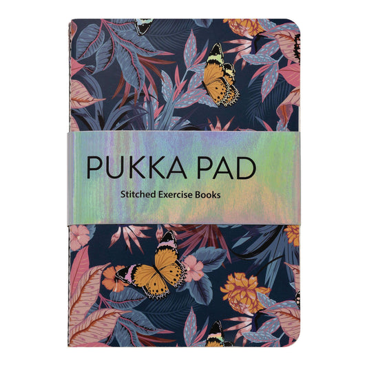 PUKKA PAD B6 Stitched Exercise Book, Narrow Rule, Assorted Blum Floral Covers, (40) 6.8 x 4.6 Sheets, 3/Pack (9503BLM)