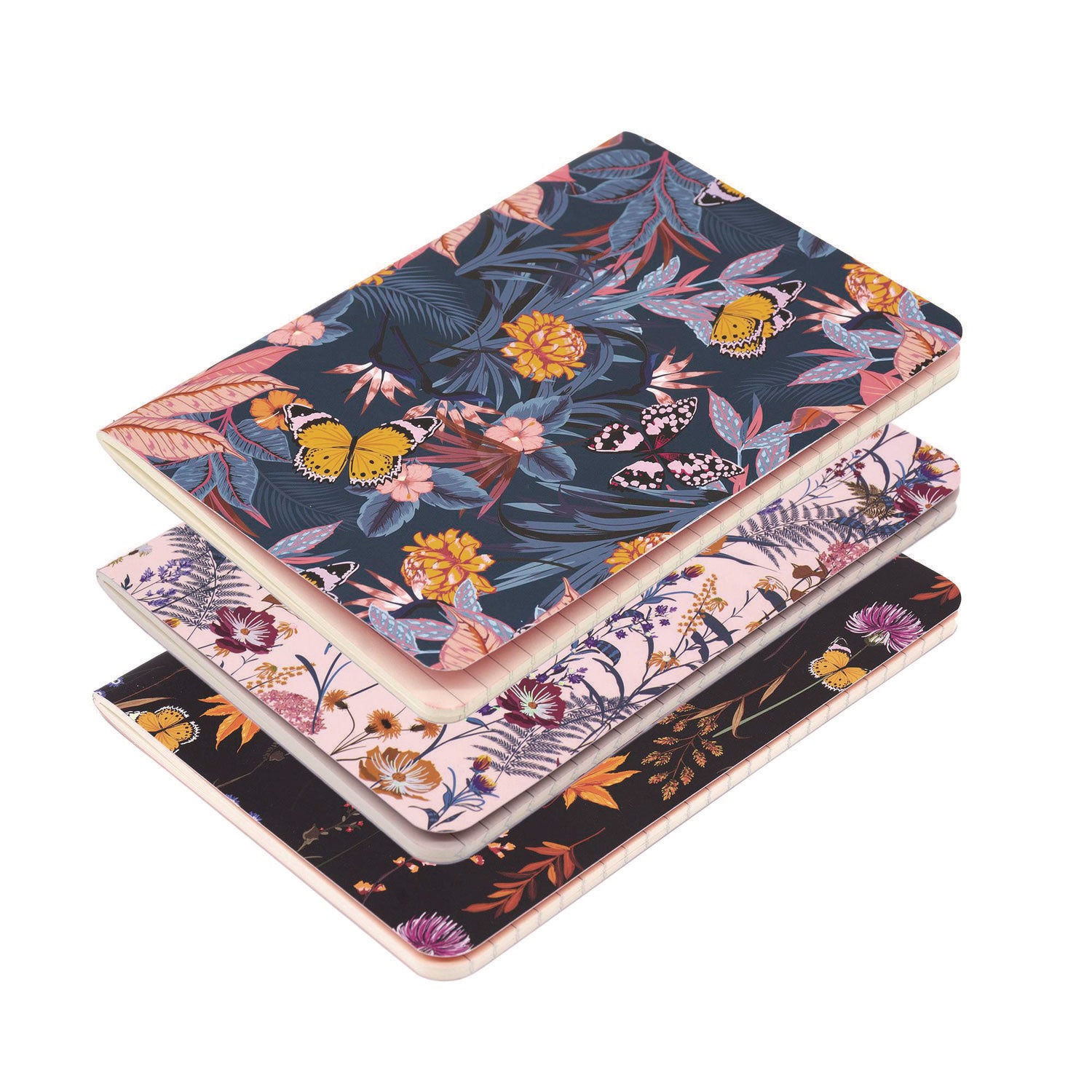 PUKKA PAD B6 Stitched Exercise Book, Narrow Rule, Assorted Blum Floral Covers, (40) 6.8 x 4.6 Sheets, 3/Pack (9503BLM)