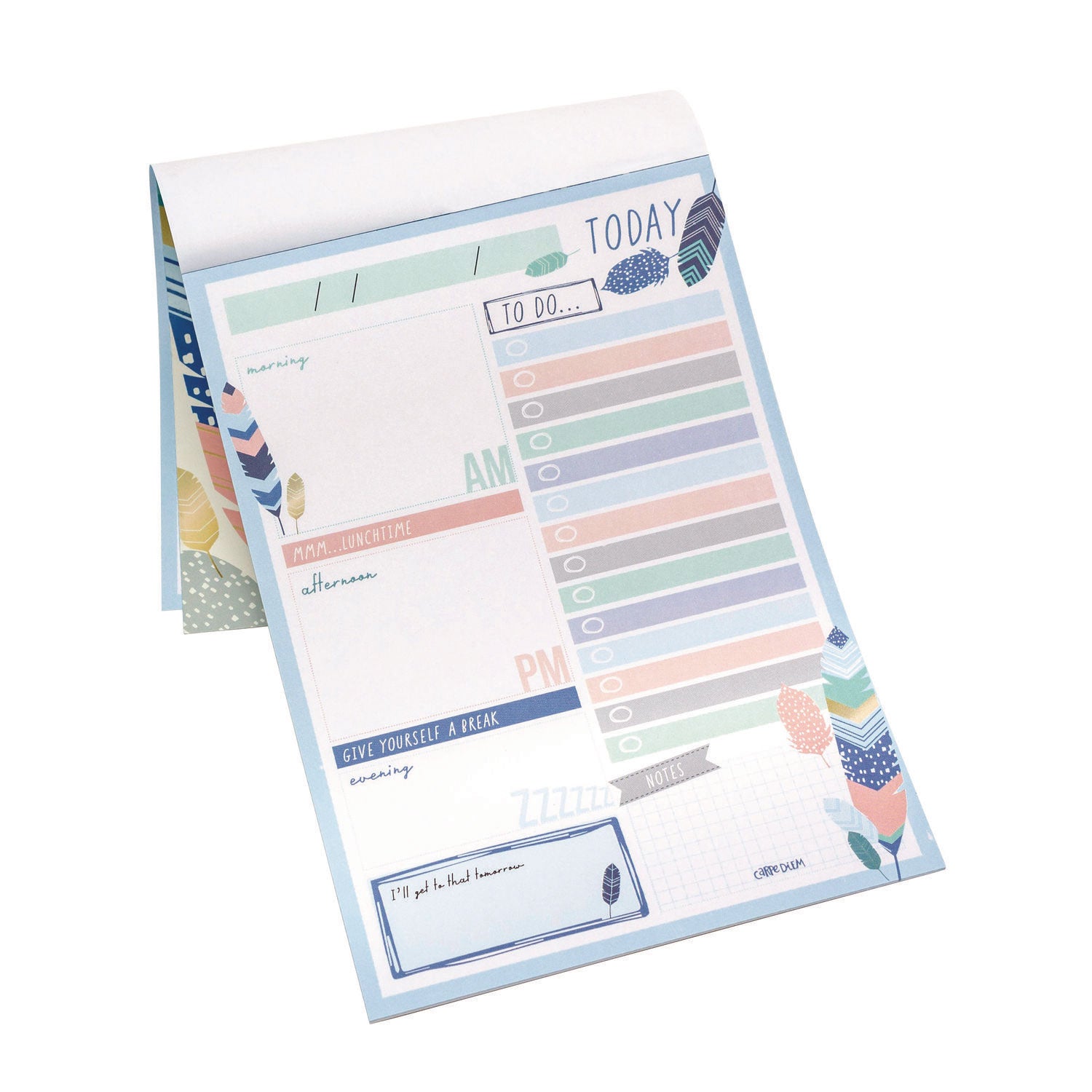 PUKKA PAD Daily Planner, Feathers, 8.27 x 5.83, Blue/Cream/Pink Cover, 2-Month, Undated, 6/Pack (9218CD)