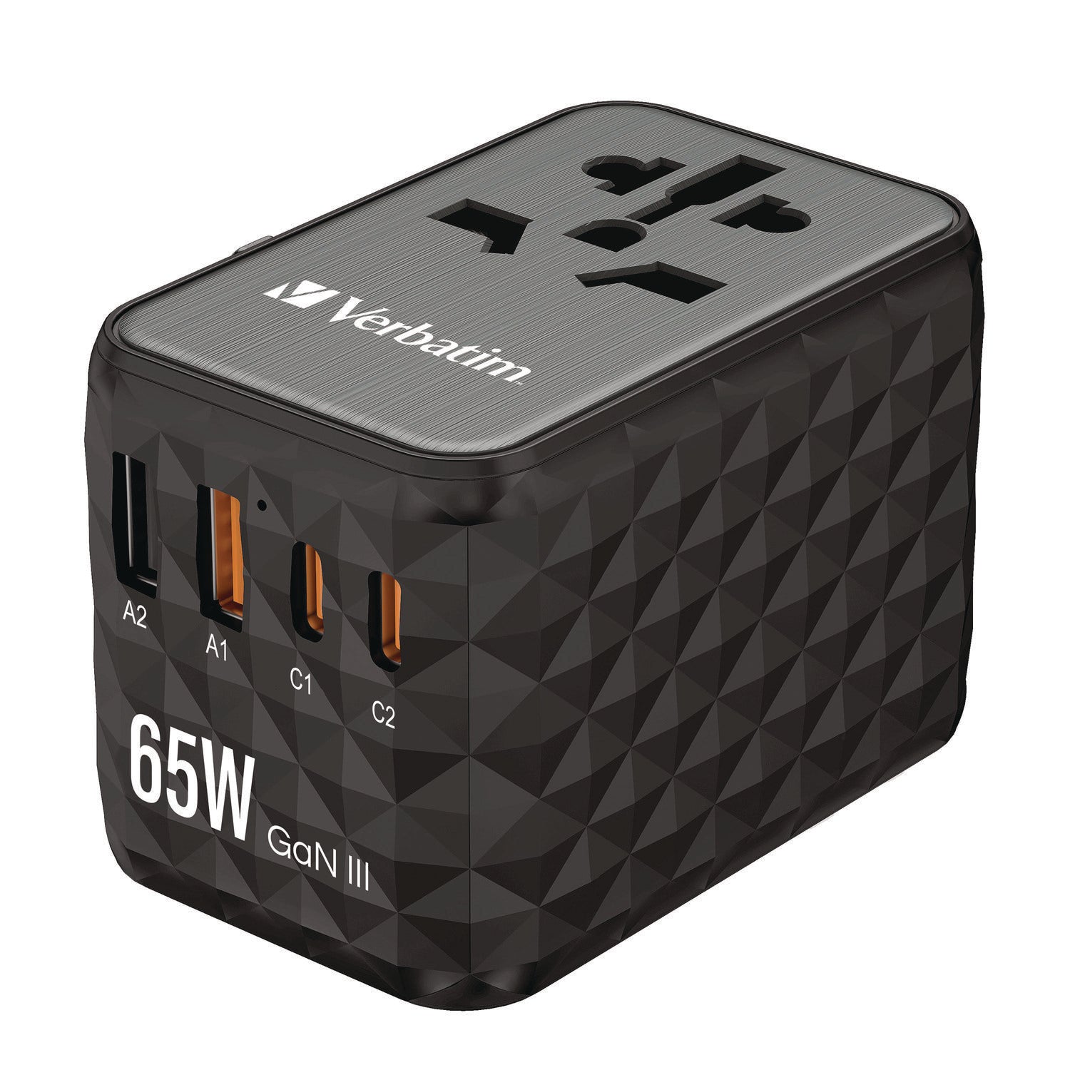 Verbatim UTA-05 Gan III Universal Travel Adapter, (2) USB-A/(2) USB-C/Quick Charge 4+ (32120)