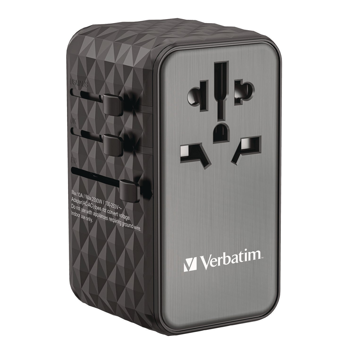 Verbatim UTA-06 Gan III Universal Travel Adapter, (2) USB-A/(2) USB-C/Quick Charge 4+ (32121)