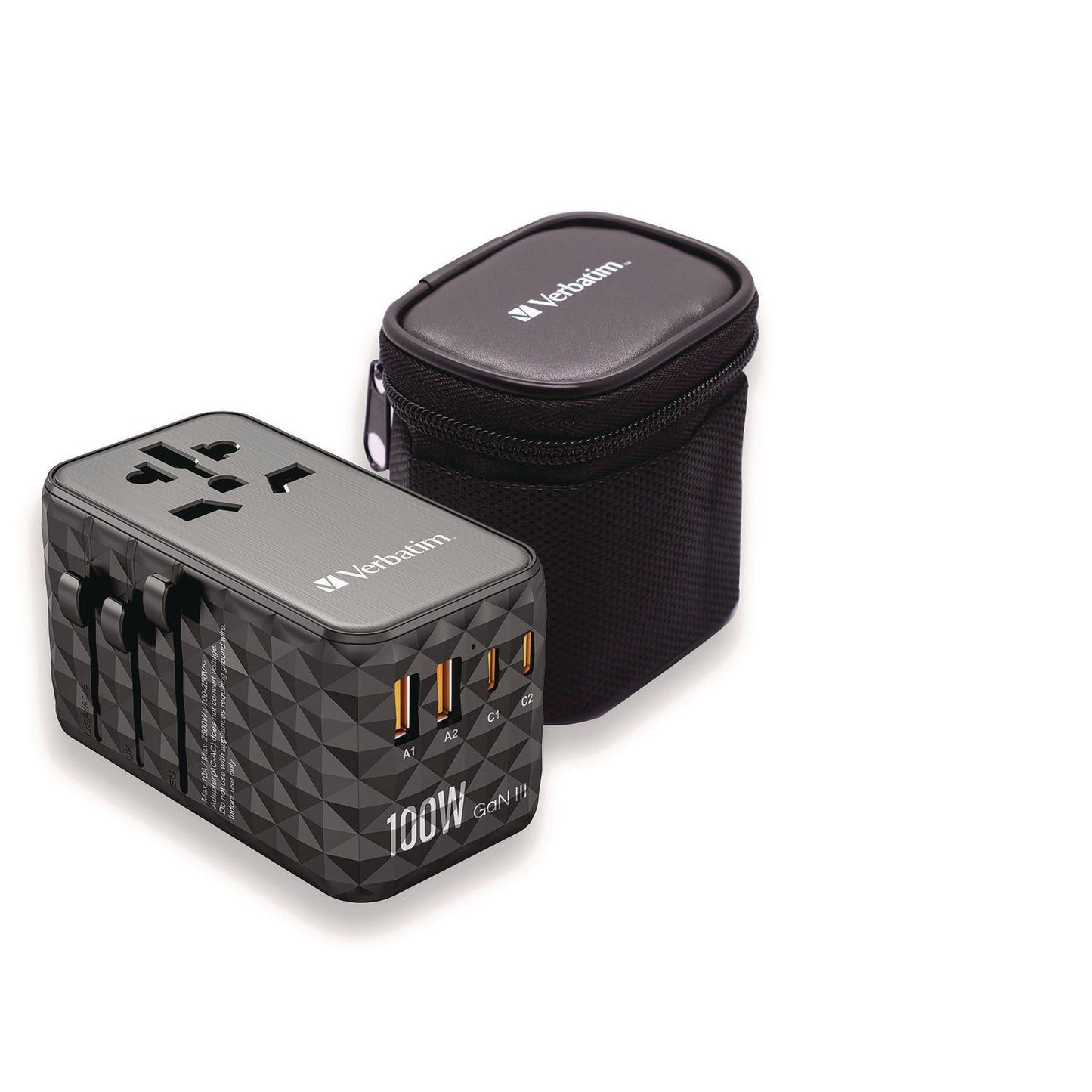 Verbatim UTA-06 Gan III Universal Travel Adapter, (2) USB-A/(2) USB-C/Quick Charge 4+ (32121)