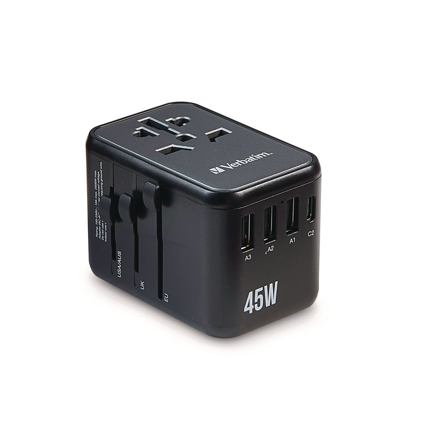 Verbatim UTA-08 Universal Travel Adapter, (3) USB-A/(3) USB-C (32123)