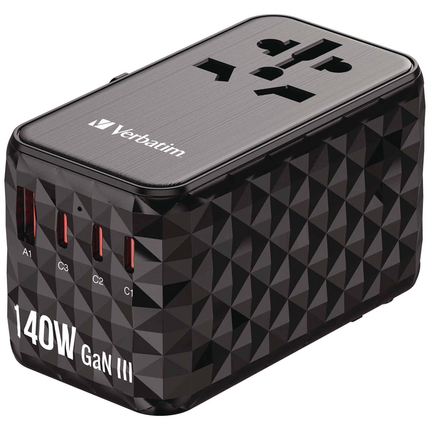 Verbatim UTA-10 GaN III Universal Travel Adapter, (3) USB-A/(3) USB-C (32125)