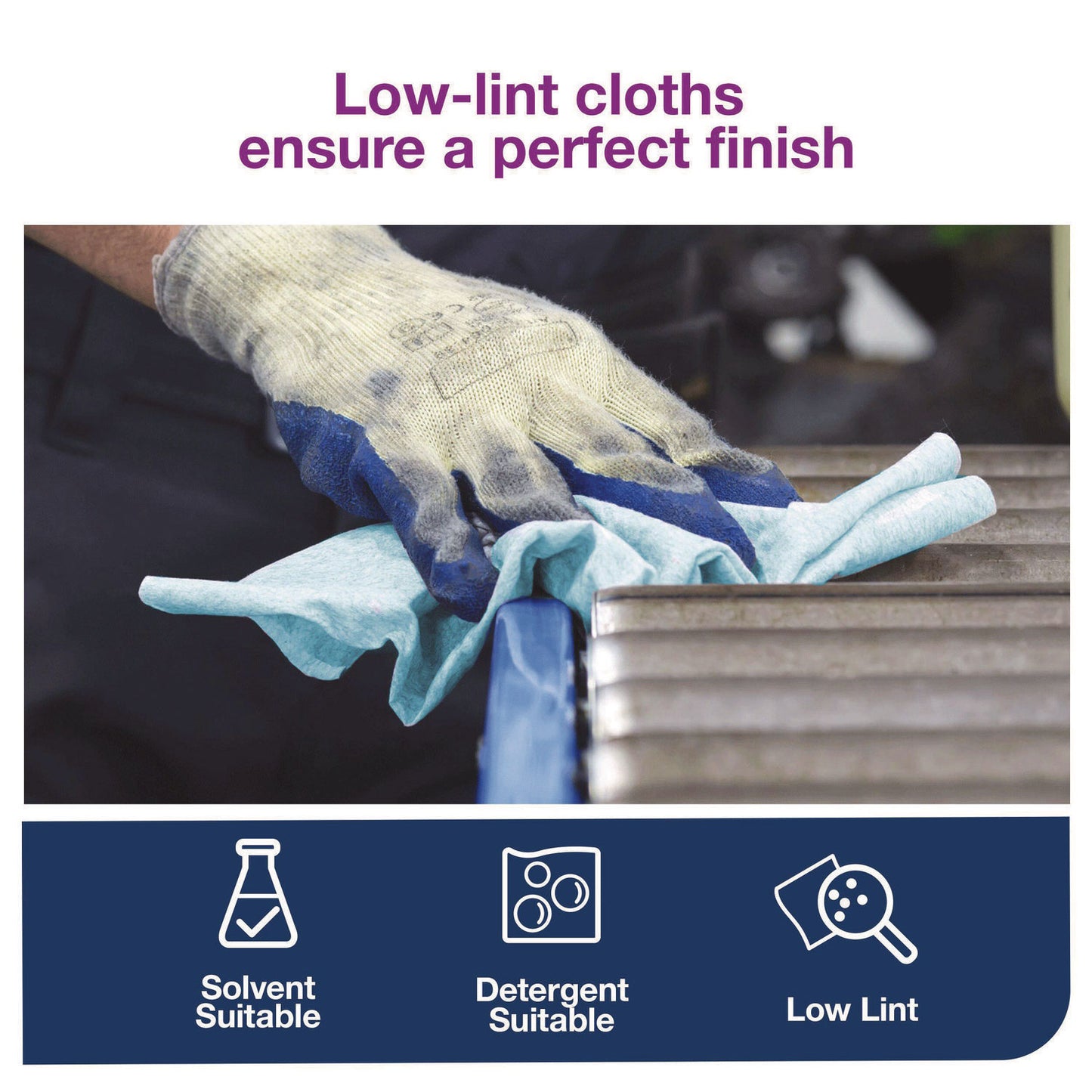 Tork Low-Lint Cleaning Cloth, 1-Ply, 12 x 12, Blue, 250 Sheets/Carton (192481)