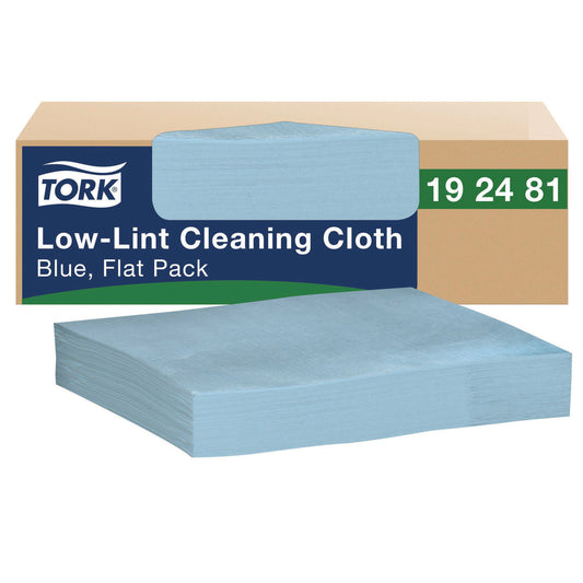 Tork Low-Lint Cleaning Cloth, 1-Ply, 12 x 12, Blue, 250 Sheets/Carton (192481)