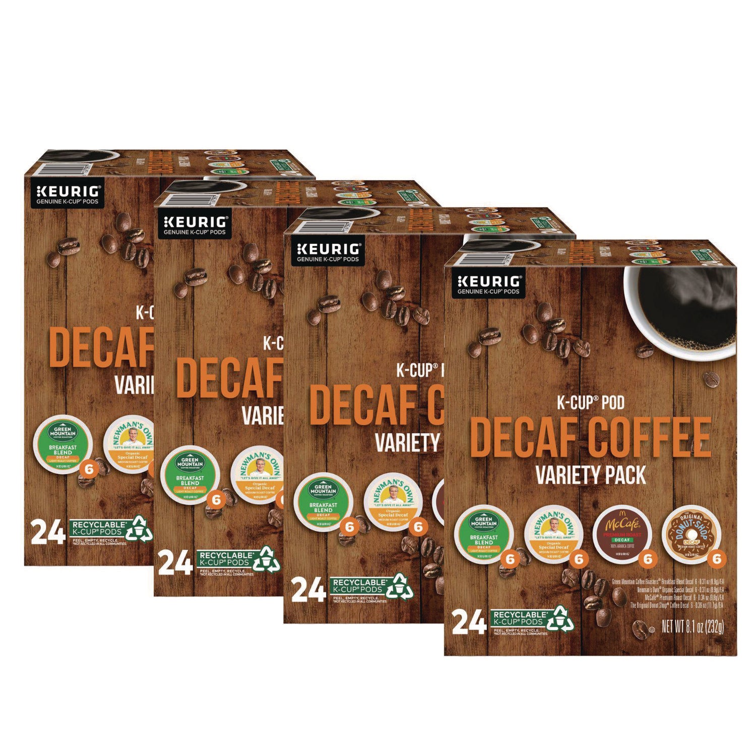 Keurig Decaf Variety Coffee K-Cups, Assorted Flavors, 96/Carton (9977CT)