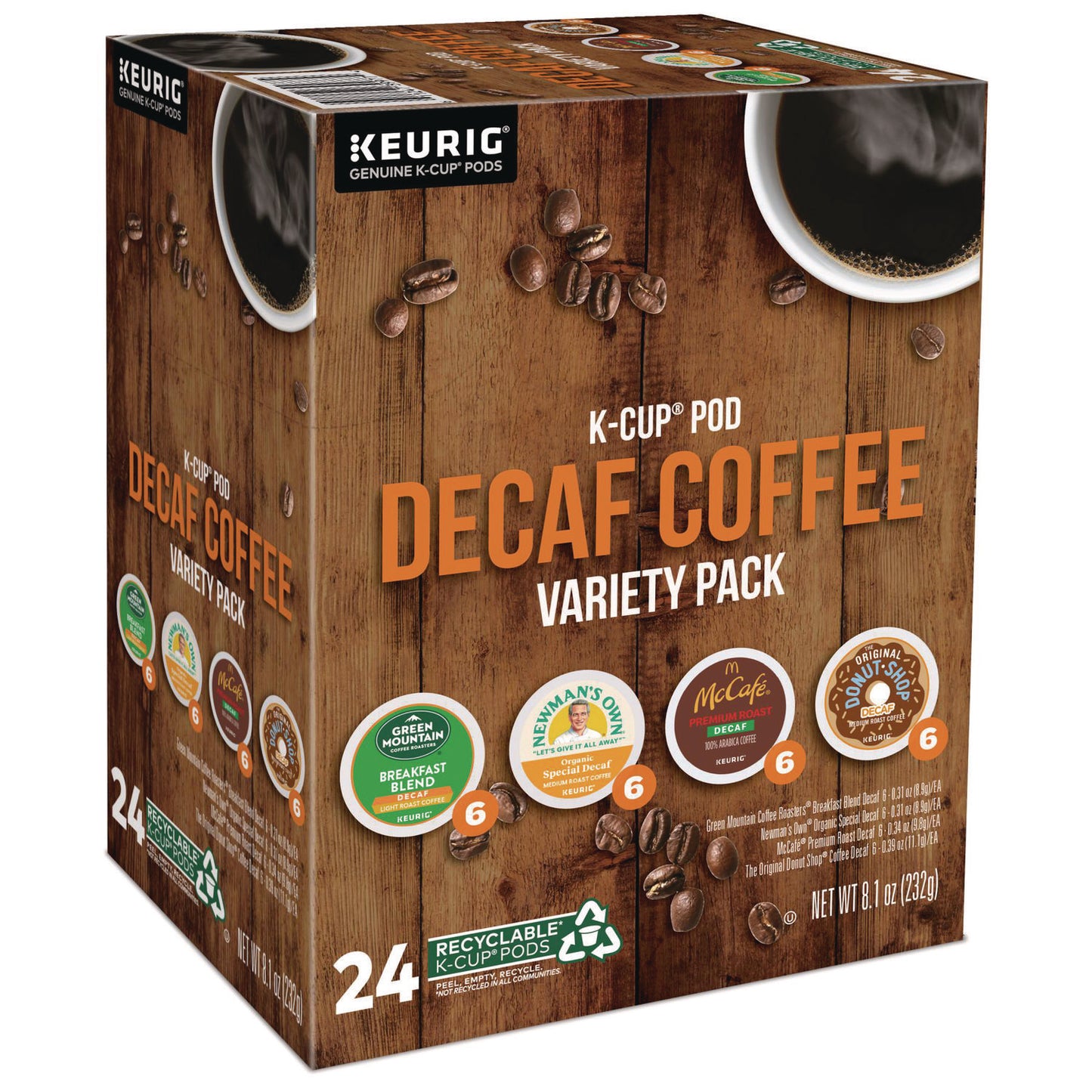 Keurig Decaf Variety Coffee K-Cups, Assorted Flavors, 96/Carton (9977CT)