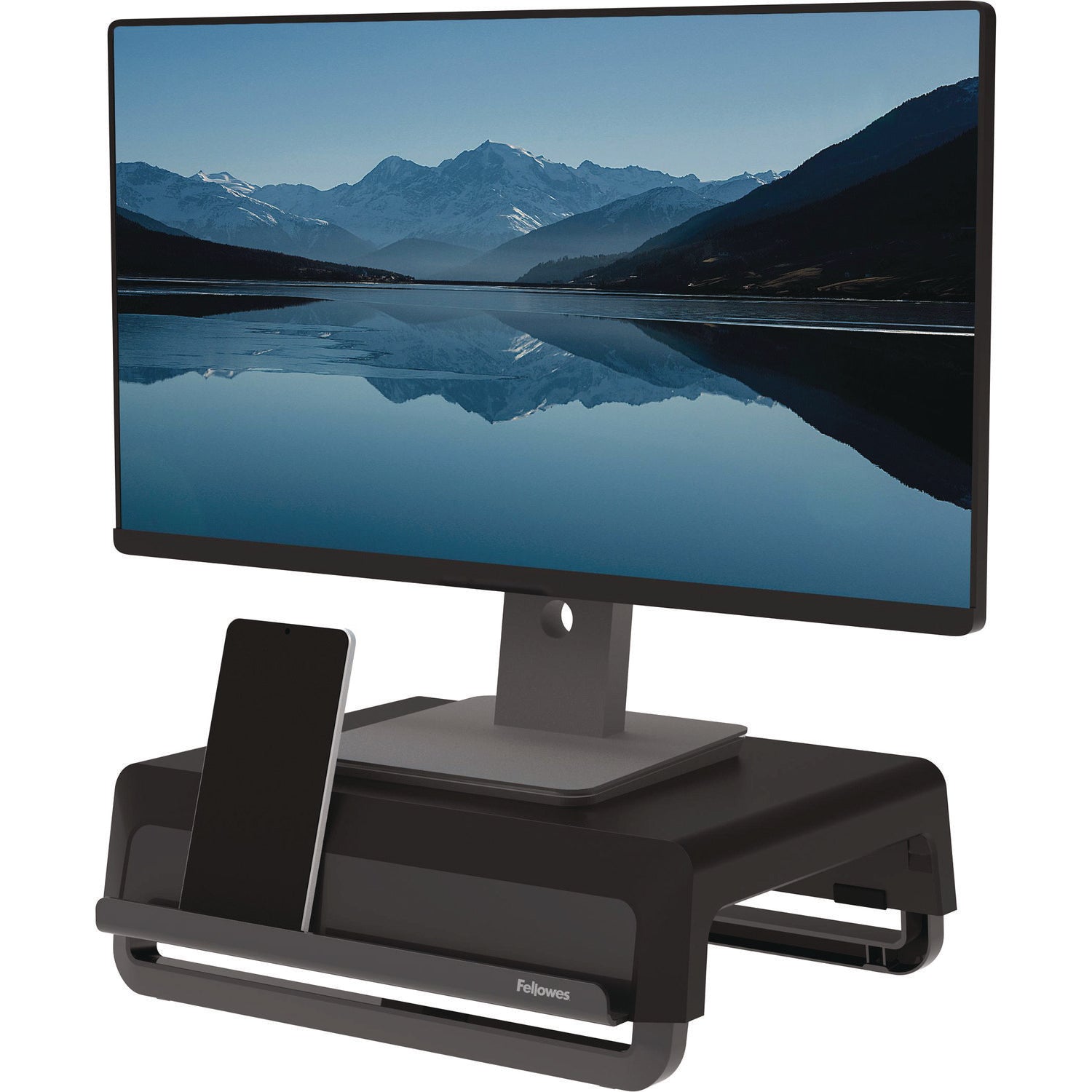 Fellowes Breyta Monitor Stand, 13.94" x 11.97" x 3.25" to 6", Black, Supports 33 lbs (100098502)