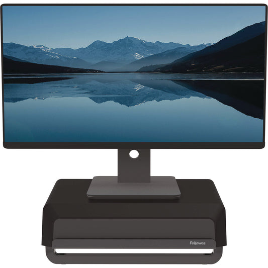 Fellowes Breyta Monitor Stand, 13.94" x 11.97" x 3.25" to 6", Black, Supports 33 lbs (100098502)