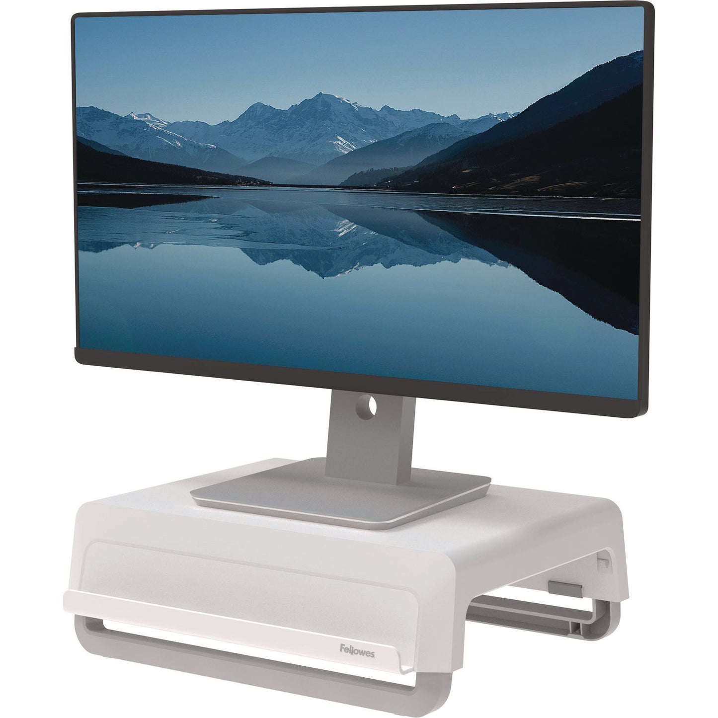 Fellowes Breyta Monitor Stand, 13.94" x 11.97" x 3.25" to 6", White, Supports 33 lbs (100098565)