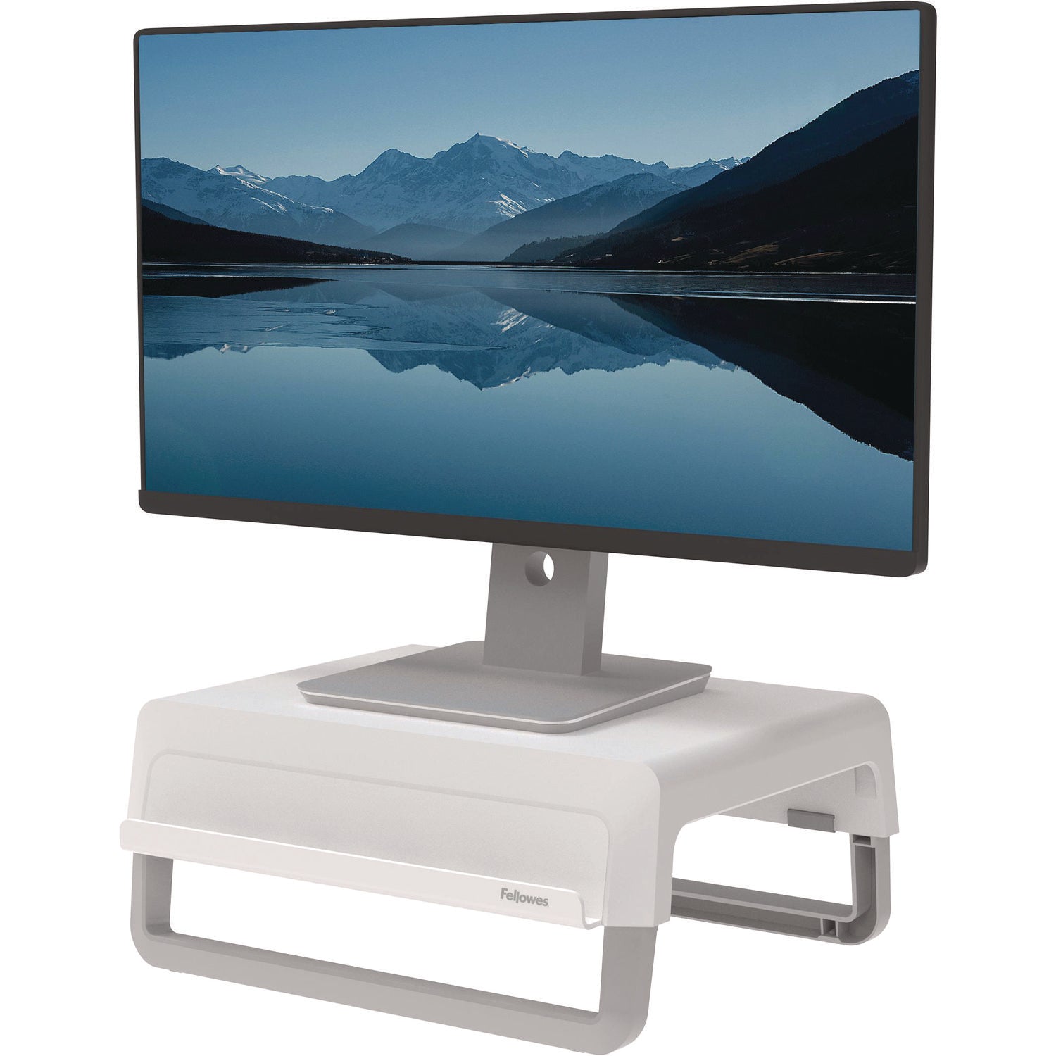 Fellowes Breyta Monitor Stand, 13.94" x 11.97" x 3.25" to 6", White, Supports 33 lbs (100098565)