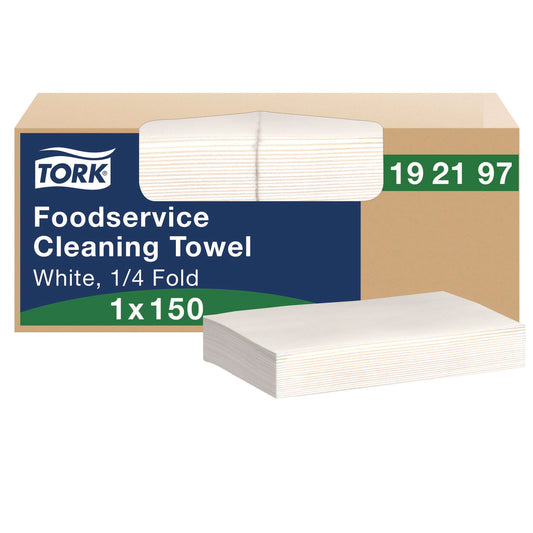 Tork Foodservice Cleaning Towel, 1-Ply, 5 x 10.75, White, 150 Sheets/Carton (192197)