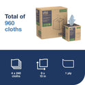 Tork Low-Lint Cleaning Cloths, 1-Ply, 15 x 15, Blue, 240 Sheets, 4 Boxes/Carton (192483)