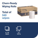 Tork Chem-Ready Wiping Rolls, 1-Ply, 12 x 12, White, 90 Sheets, 6 Rolls/Carton (192841)