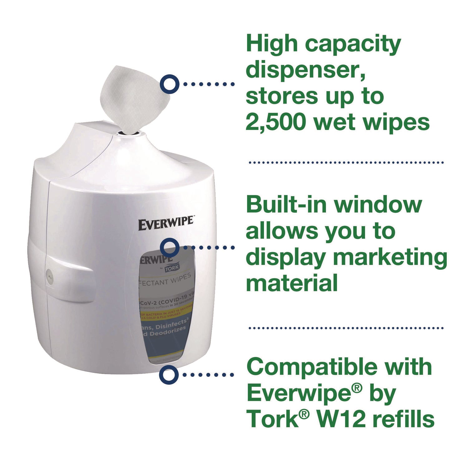 Tork Centerfeed Wet Wipe Dispenser, 10.04 x 10.73 x 13.18, White (192851)