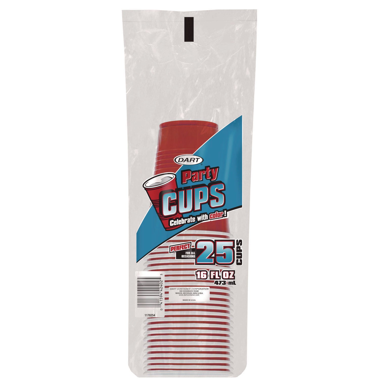 Dart SOLO Party Plastic Cold Drink Cups, 16 oz, Red, 24/Pack, 25 Packs/Carton (Y16250001)