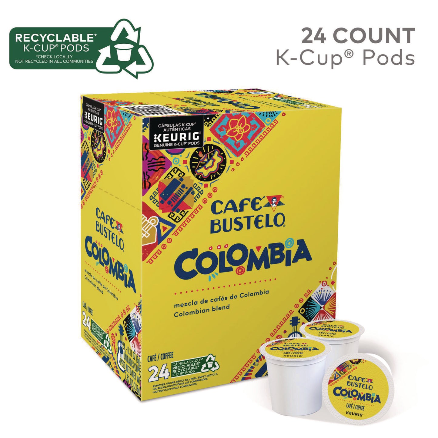 Cafe Bustelo 100 Percent Colombian K-Cups, 96/Carton (6107CT)