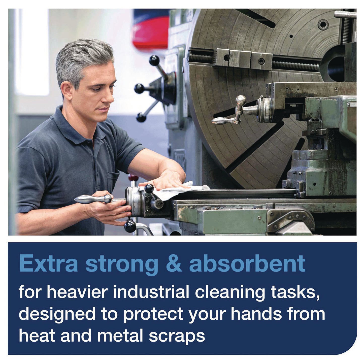 Tork Industrial Heavy-Duty Cleaning Cloth, 1-Ply, 13.97 x, 4.25, Unscented, White, 60 Cloths, 4/Carton (570481)