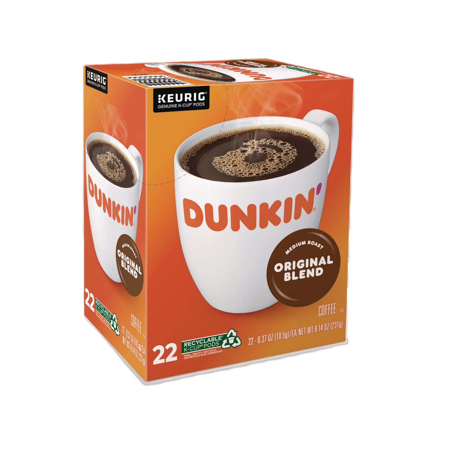 Dunkin Donuts K-Cup Pods, Dunkin Regular, 88/Carton (1267CT)