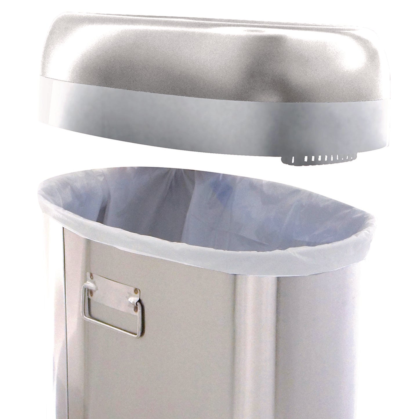 HLS Commercial Open Top Trash Can with Wheels, Oval, 13 gal, Plastic/Stainless Steel, Silver (HLS13STVM)