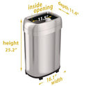 HLS Commercial Open Top Trash Can with Wheels, Oval, 13 gal, Plastic/Stainless Steel, Silver (HLS13STVM)