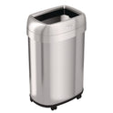 HLS Commercial Open Top Trash Can with Wheels, Oval, 13 gal, Plastic/Stainless Steel, Silver (HLS13STVM)