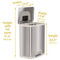 HLS Commercial Step Pedal-Sensor Trash Can, 13 gal, Plastic/Stainless Steel, Silver/White (HLS13SW)