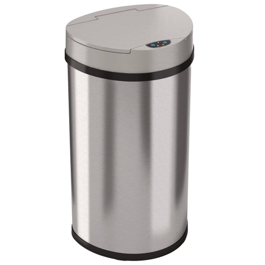 HLS Commercial Sensor Trash Can, Half-Round Cylinder, 13 gal, Plastic/Stainless Steel, Silver (HLS13HX)