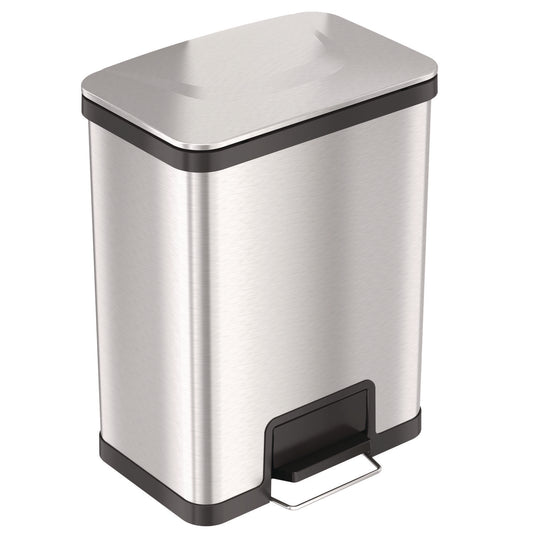 HLS Commercial Step Pedal Trash Can with AirStep Technology, 13 gal, Plastic/Stainless Steel, Silver (HLS13SS)