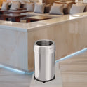 HLS Commercial Open Top Trash Can with Wheels, Round, 13 gal, Plastic/Stainless Steel, Silver (HLS13STRM)