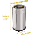 HLS Commercial Open Top Trash Can with Wheels, Round, 13 gal, Plastic/Stainless Steel, Silver (HLS13STRM)