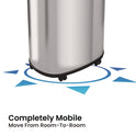 HLS Commercial Open Top Trash Can with Wheels, Oval, 16 gal, Plastic/Stainless Steel, Silver (HLS16STVM)