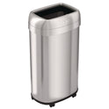 HLS Commercial Open Top Trash Can with Wheels, Oval, 16 gal, Plastic/Stainless Steel, Silver (HLS16STVM)