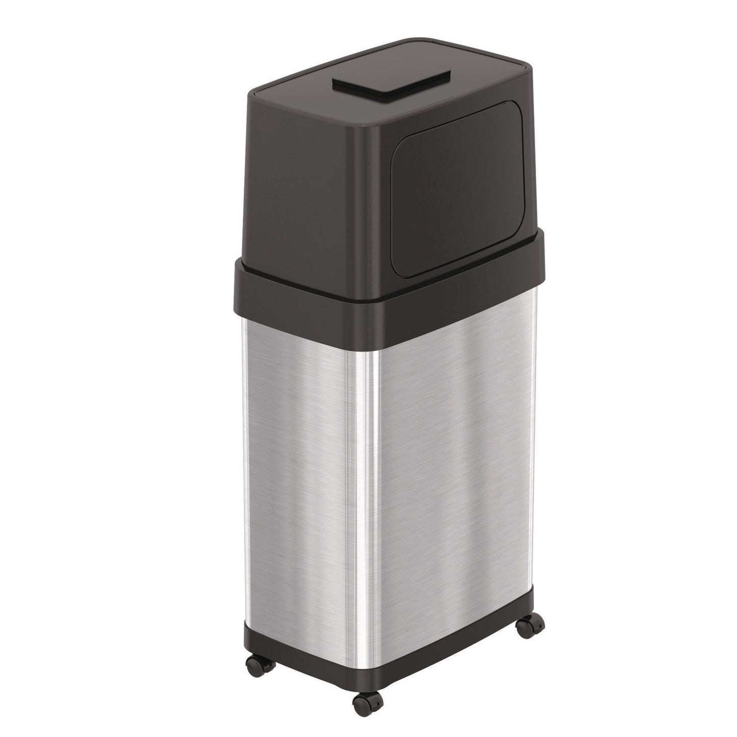 HLS Commercial Dual Push Door Trash Can, 18 gal, Stainless Steel, Silver/Black (HLS18DPO)