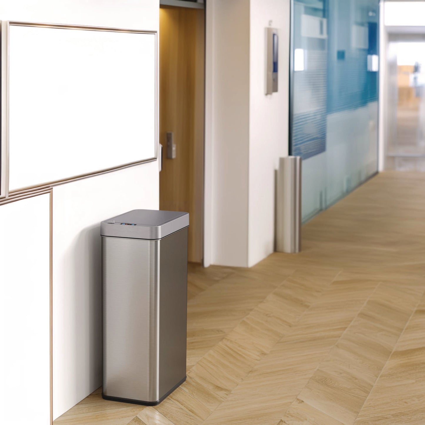 HLS Commercial Wings Lid Sensor Trash Can, 18 gal, Plastic/Stainless Steel, Silver (HLS18WRSL)