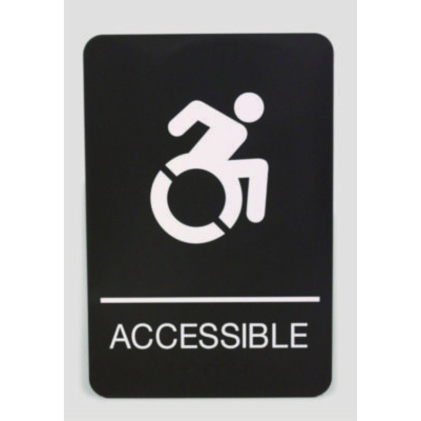 Ada Sign, Accessible, 6 X 9, Black Face, White Graphics