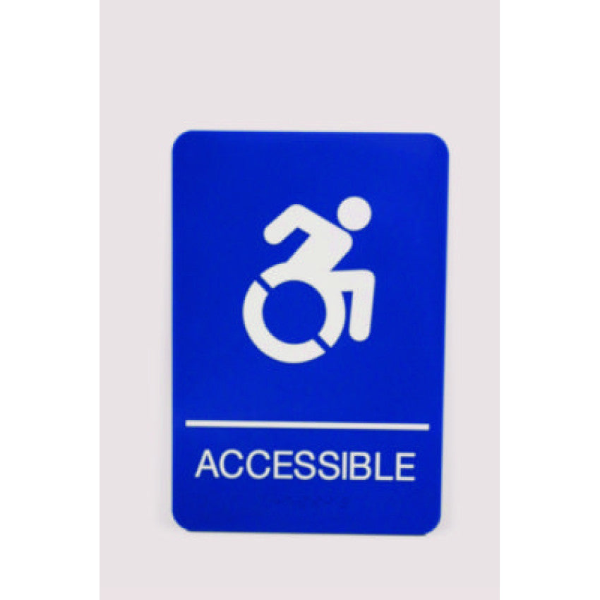 Ada Sign, Accessible, 6 X 9, Blue Face, White Graphics