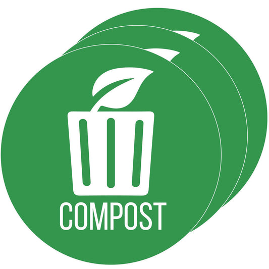 HLS Commercial Vinyl Decals, Compost, 4" Diameter, Green/White, 3/Pack (HLSKERCCOMP3)